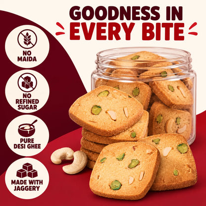 Atta Kaju Pista Desi Ghee Cookies