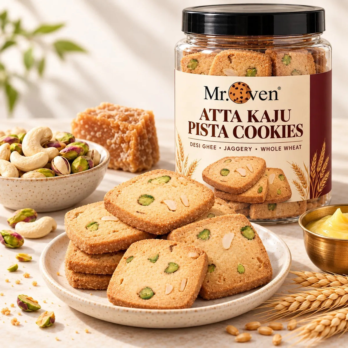 Atta Kaju Pista Desi Ghee Cookies